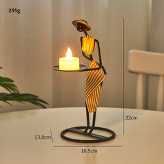 Estatueta Com Castiçal Camponesa
