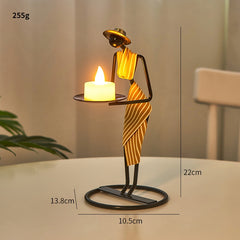 Estatueta Com Castiçal Camponesa