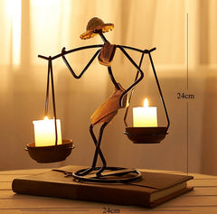 Estatueta Com Castiçal Camponesa