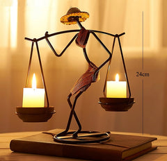 Estatueta Com Castiçal Camponesa