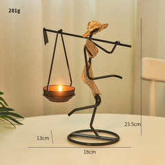 Estatueta Com Castiçal Camponesa