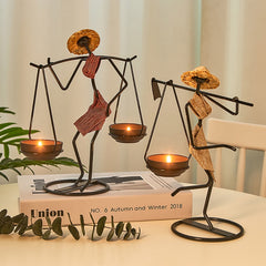 Estatueta Com Castiçal Camponesa