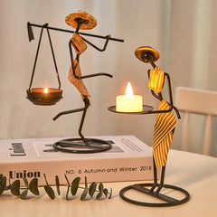 Estatueta Com Castiçal Camponesa